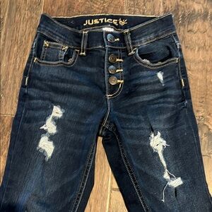 Justice Black High Rise Distressed Jeans